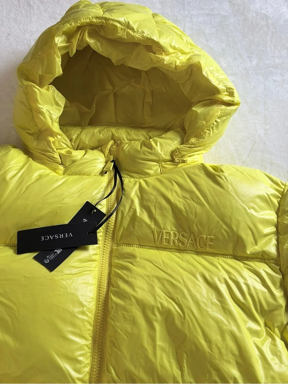 Versace Kids Bright Yellow Hooded Puffer Coat
